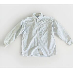 Gap Kids Youth Boys Sz L 10 Long Sleeve Button Shirt Light Blue Stripes Cotton